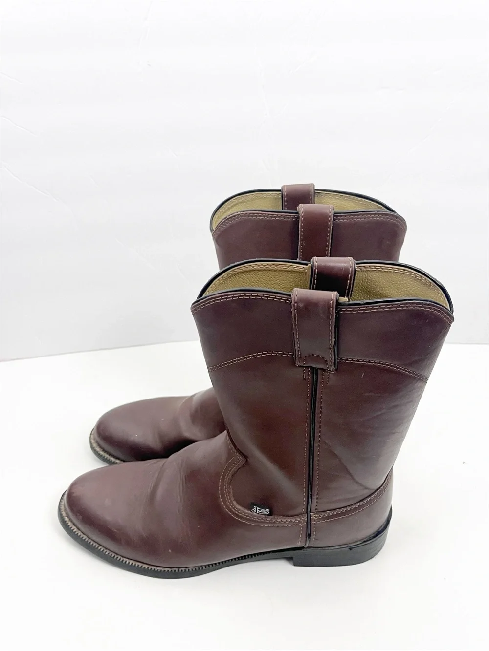 JUSTIN Men’s Basics Brown Slip On Cowboy Boots SIZES 7D/7.5D Cowboy Rancher